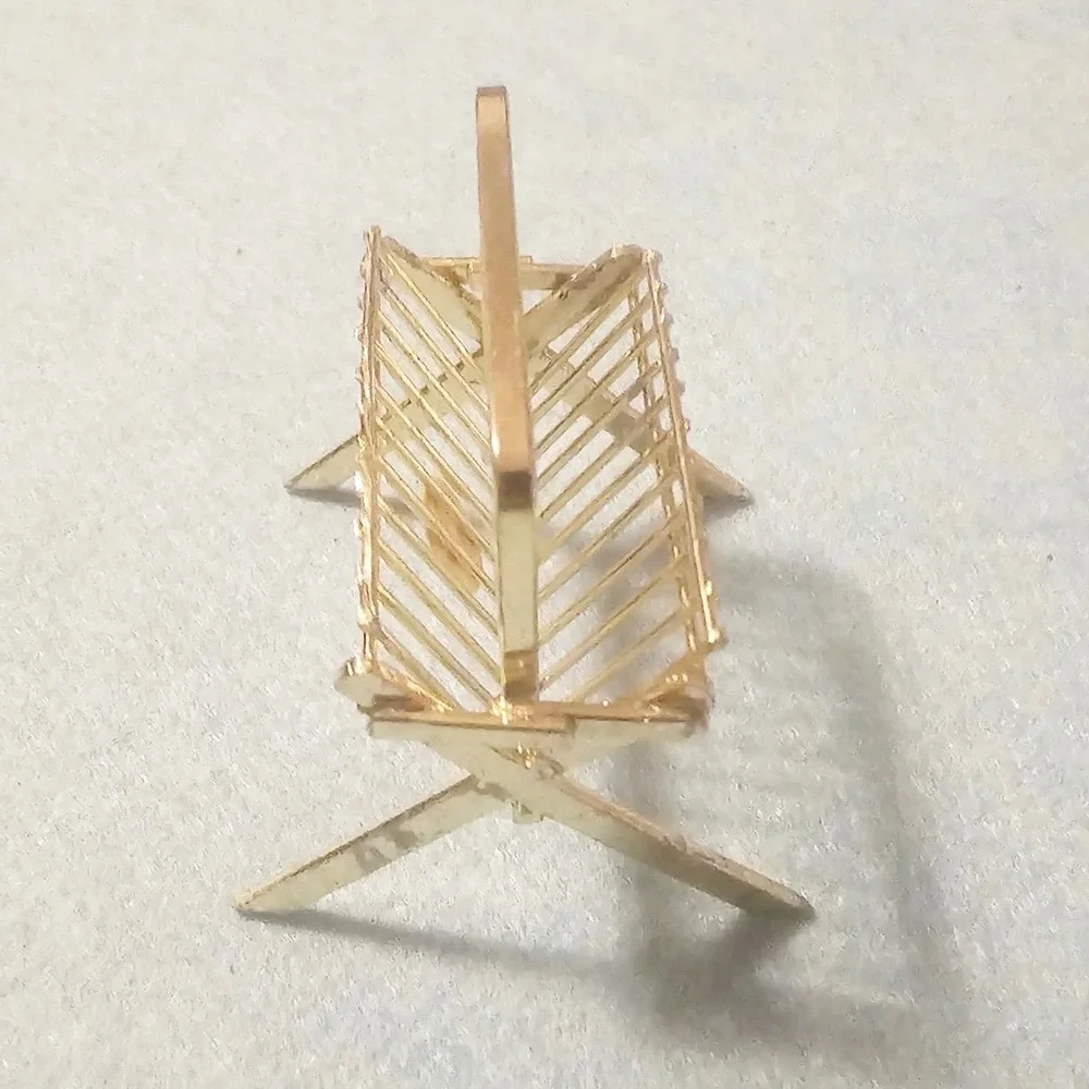 1:12 Dollhouse MCM Miniature Gold Metal Magazine Rack and Umbrella Stand Set